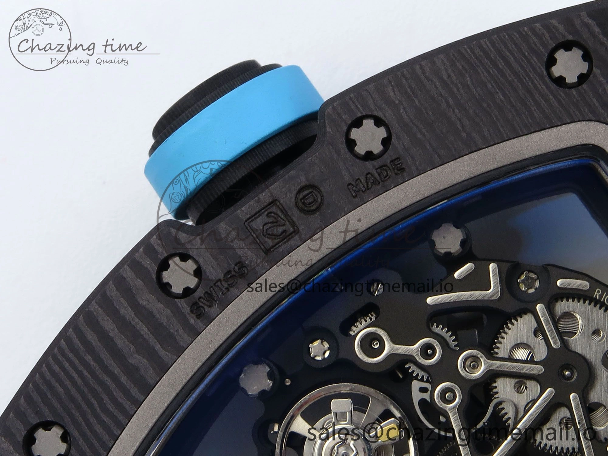 RM055 NTPT APSF 1:1 Best Edition Blue Bezel Blue Crown on Rubber Strap RMUL2 Super Clone