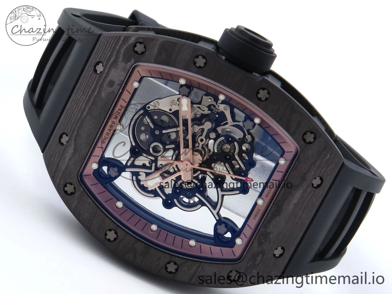 RM055 NTPT APSF 1:1 Best Edition RG Bezel Black Crown on Rubber Strap RMUL2 Super Clone