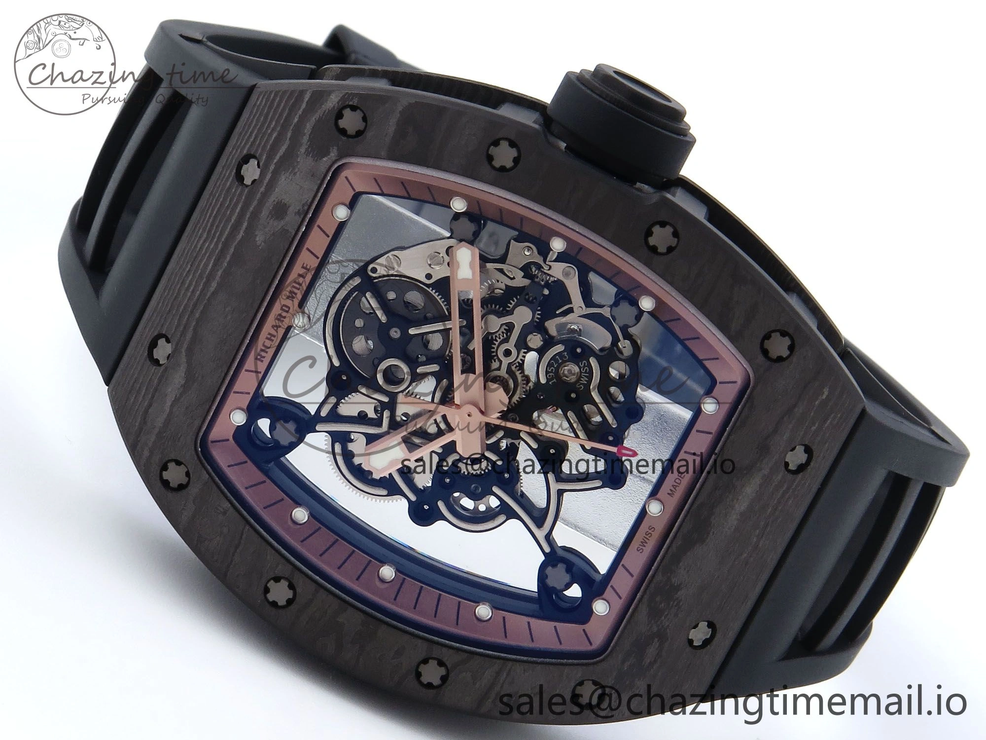 RM055 NTPT APSF 1:1 Best Edition RG Bezel Black Crown on Rubber Strap RMUL2 Super Clone