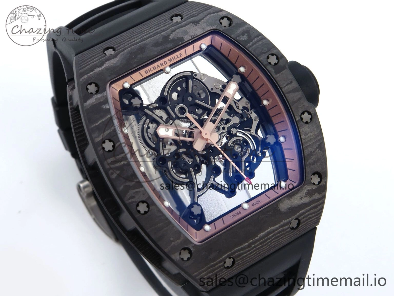 RM055 NTPT APSF 1:1 Best Edition RG Bezel Black Crown on Rubber Strap RMUL2 Super Clone