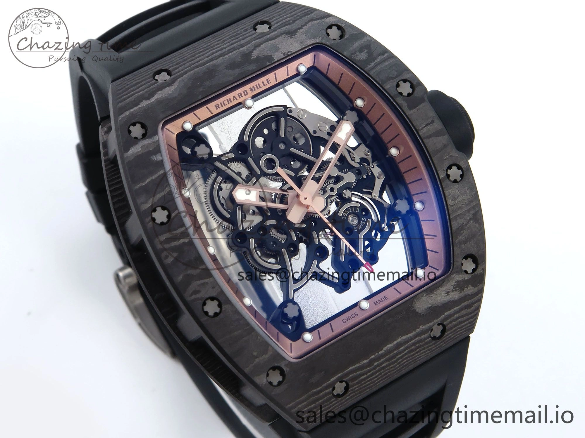 RM055 NTPT APSF 1:1 Best Edition RG Bezel Black Crown on Rubber Strap RMUL2 Super Clone