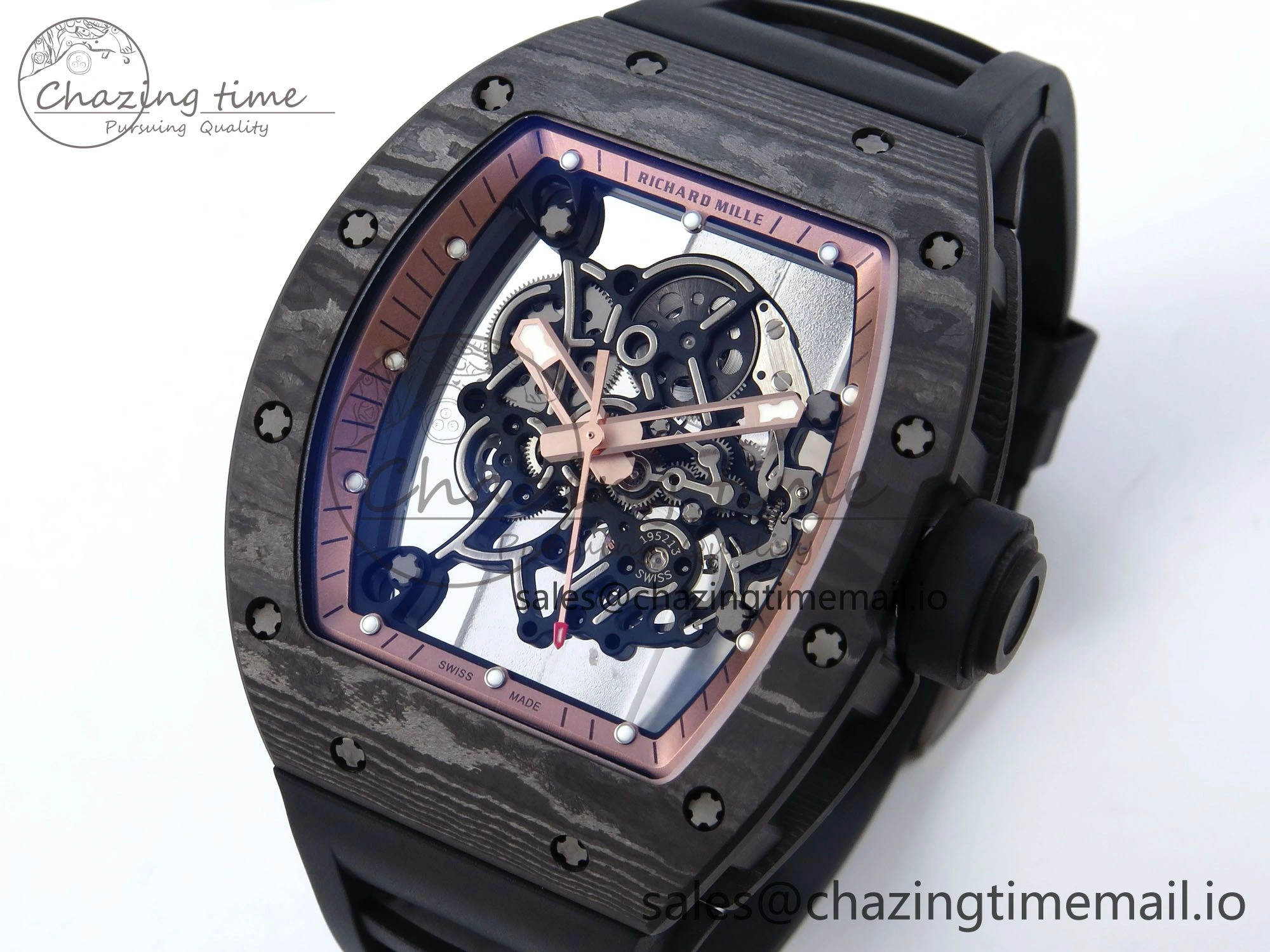 RM055 NTPT APSF 1:1 Best Edition RG Bezel Black Crown on Rubber Strap RMUL2 Super Clone