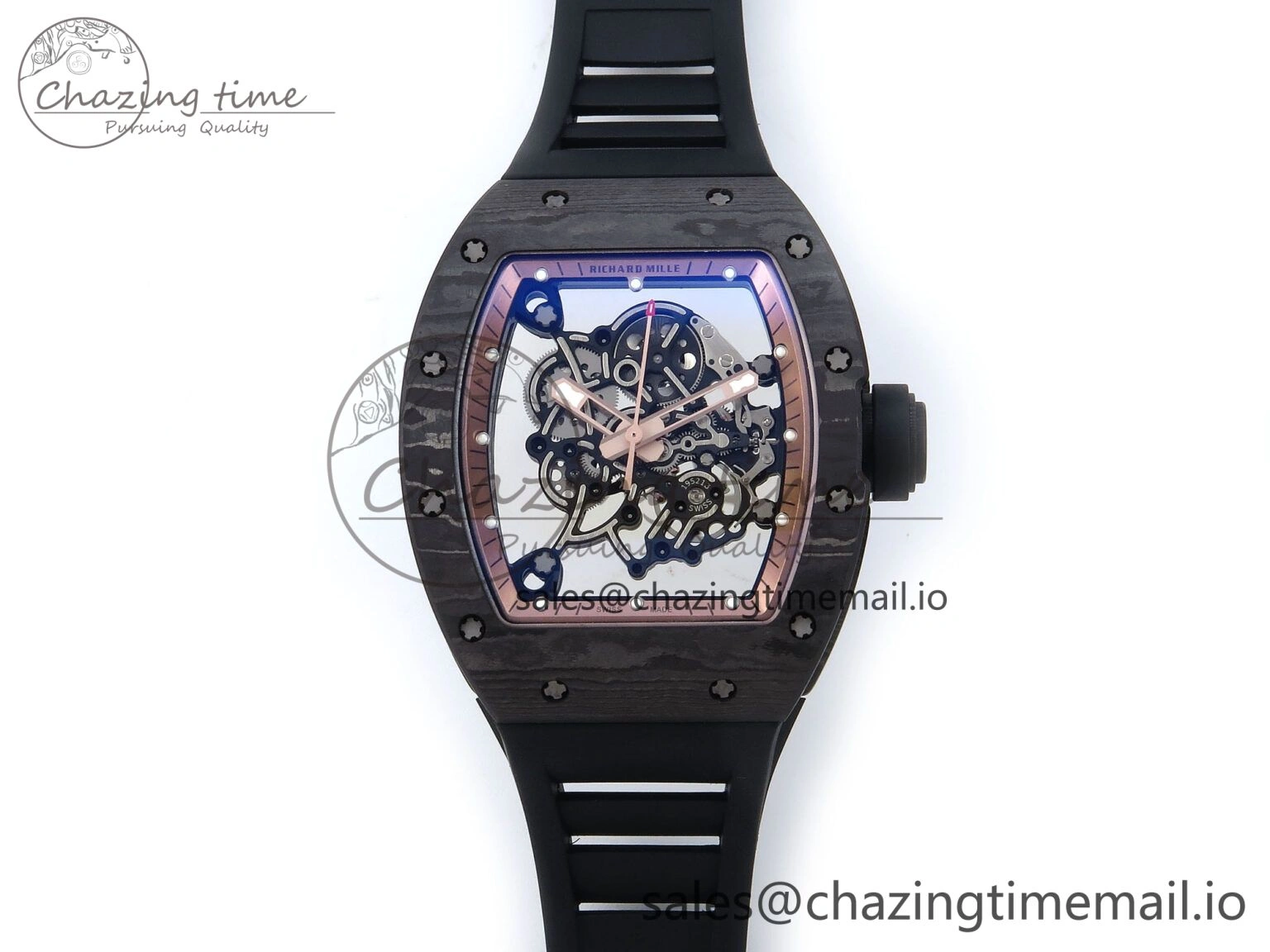 RM055 NTPT APSF 1:1 Best Edition RG Bezel Black Crown on Rubber Strap RMUL2 Super Clone