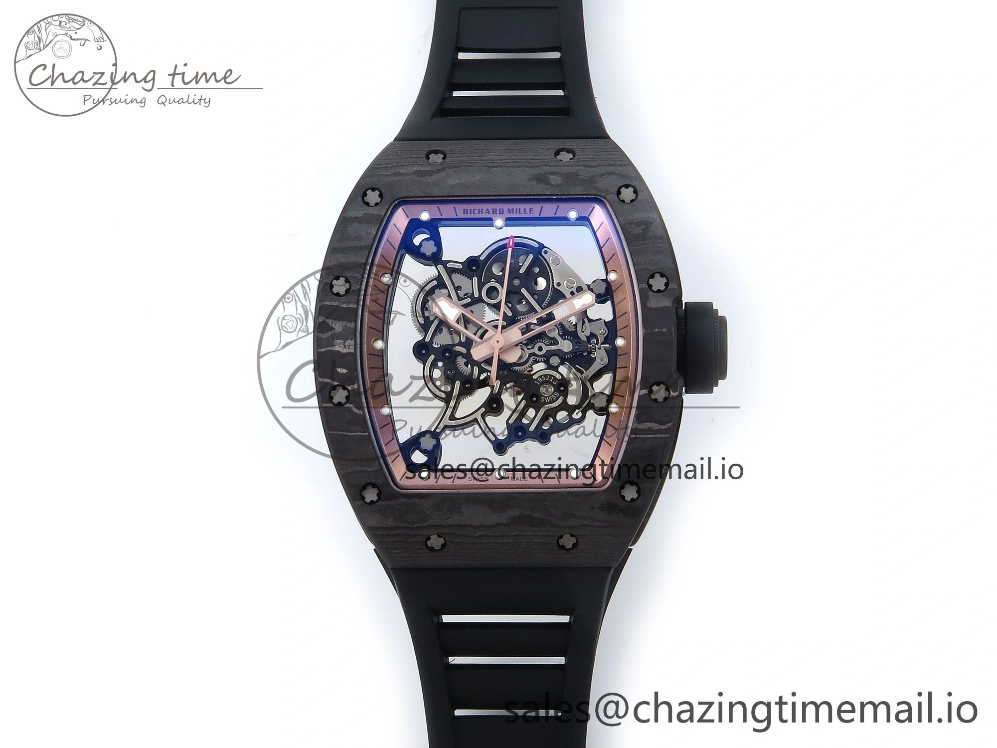 RM055 NTPT APSF 1:1 Best Edition RG Bezel Black Crown on Rubber Strap RMUL2 Super Clone
