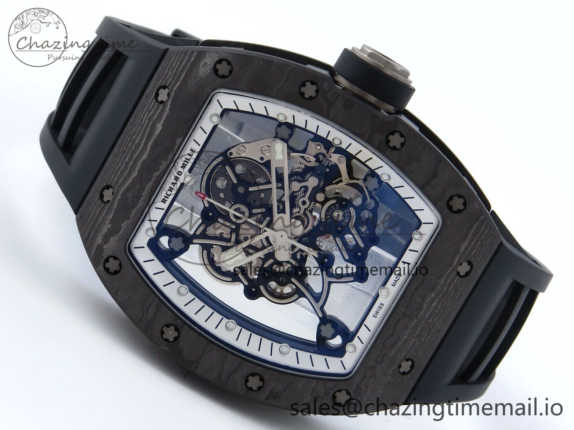 RM055 NTPT APSF 1:1 Best Edition White Bezel Black Crown on Rubber Strap RMUL2 Super Clone