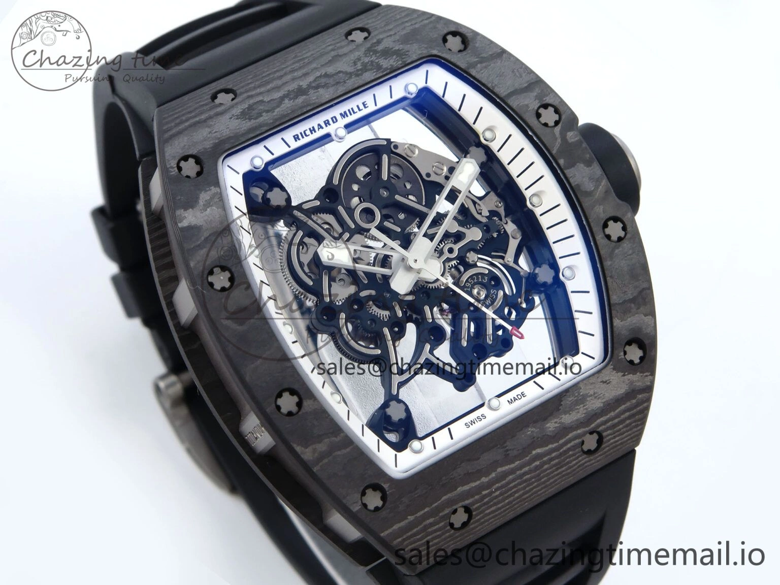RM055 NTPT APSF 1:1 Best Edition White Bezel Black Crown on Rubber Strap RMUL2 Super Clone