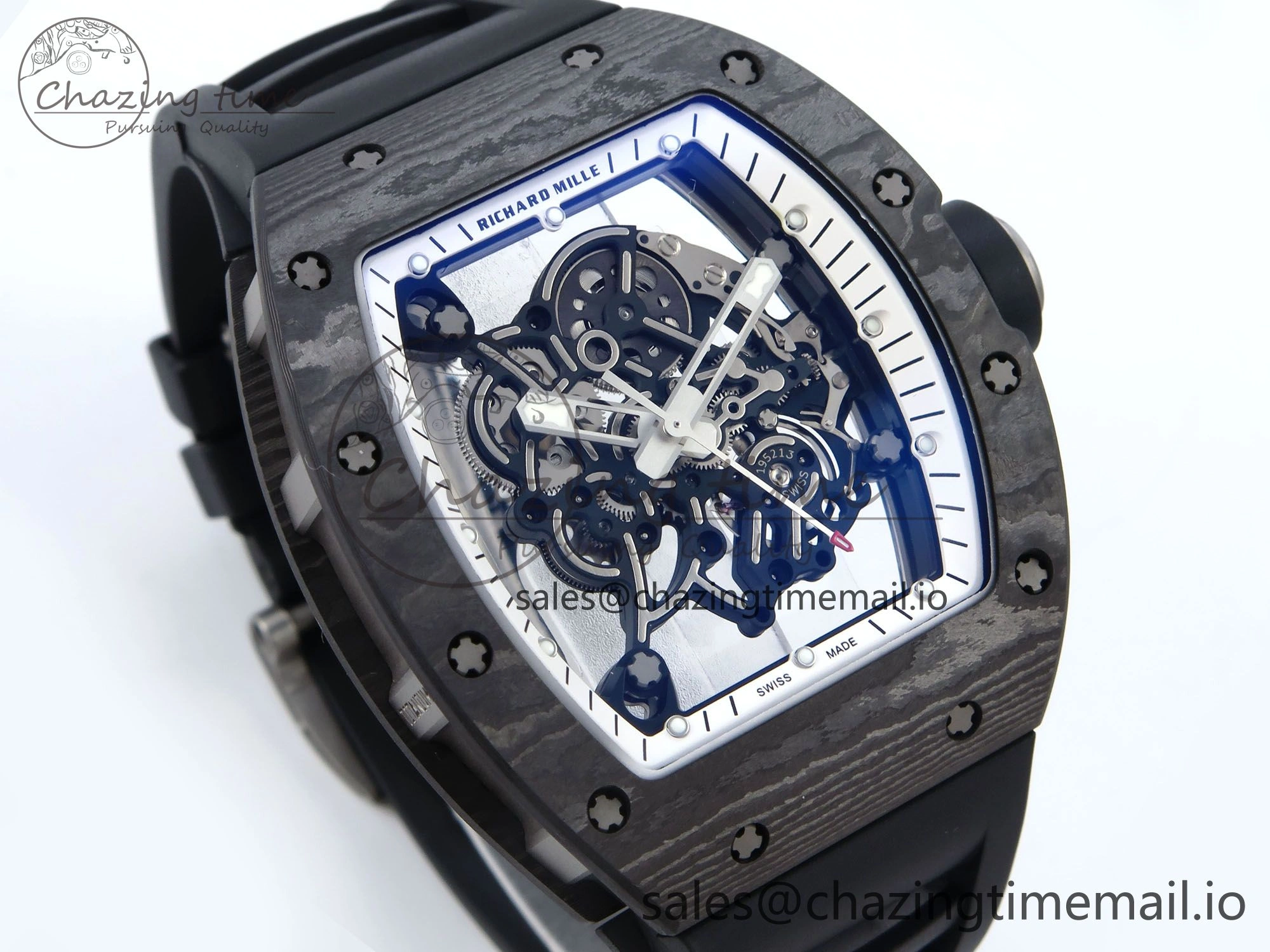RM055 NTPT APSF 1:1 Best Edition White Bezel Black Crown on Rubber Strap RMUL2 Super Clone