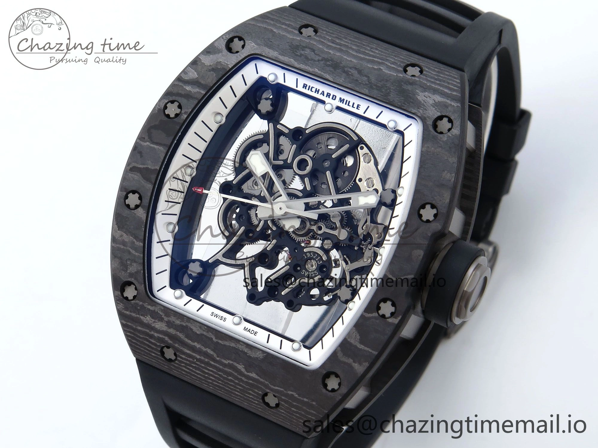 RM055 NTPT APSF 1:1 Best Edition White Bezel Black Crown on Rubber Strap RMUL2 Super Clone