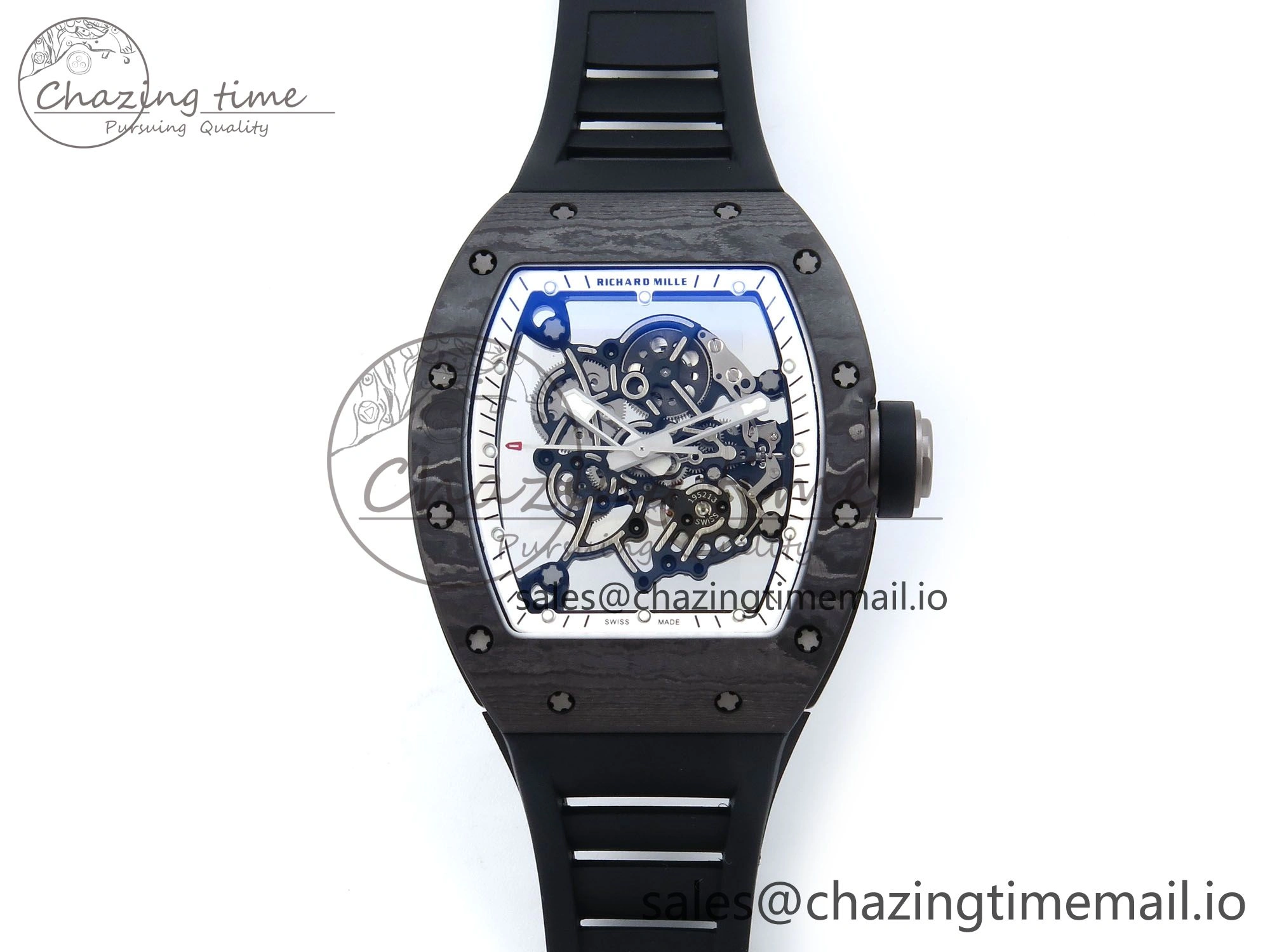 RM055 NTPT APSF 1:1 Best Edition White Bezel Black Crown on Rubber Strap RMUL2 Super Clone