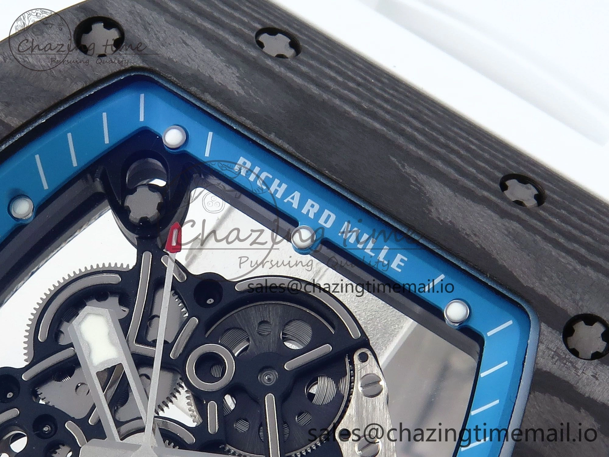 RM055 NTPT APSF 1:1 Best Edition White Bezel Blue Crown on Rubber Strap RMUL2 Super Clone
