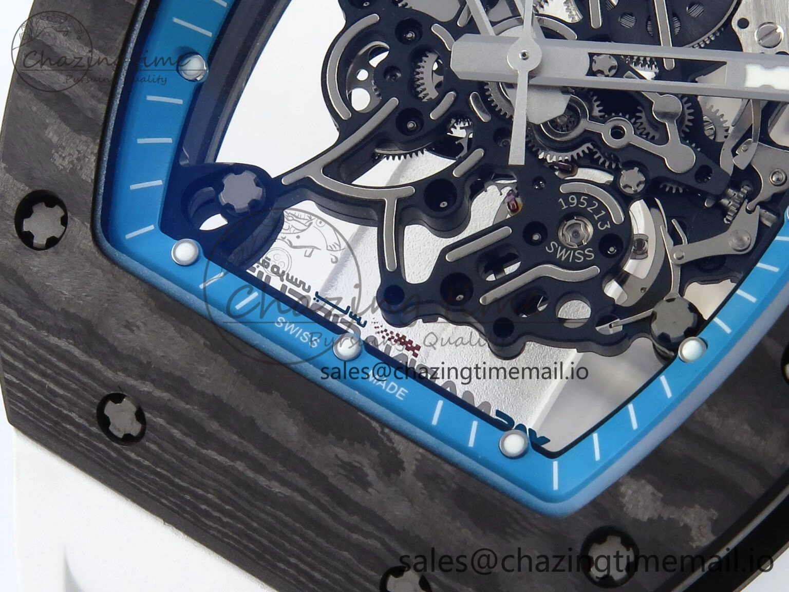 RM055 NTPT APSF 1:1 Best Edition White Bezel Blue Crown on Rubber Strap RMUL2 Super Clone