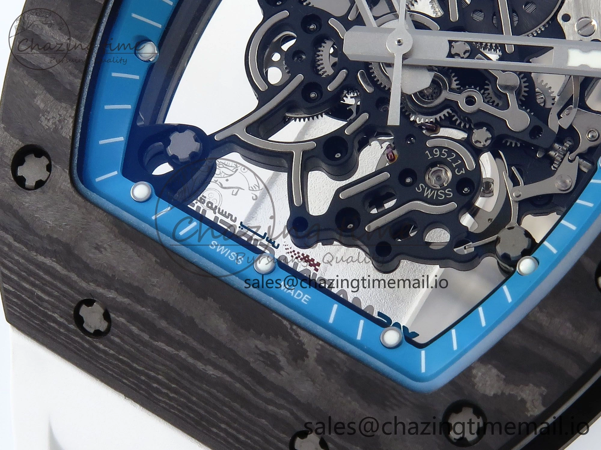 RM055 NTPT APSF 1:1 Best Edition White Bezel Blue Crown on Rubber Strap RMUL2 Super Clone