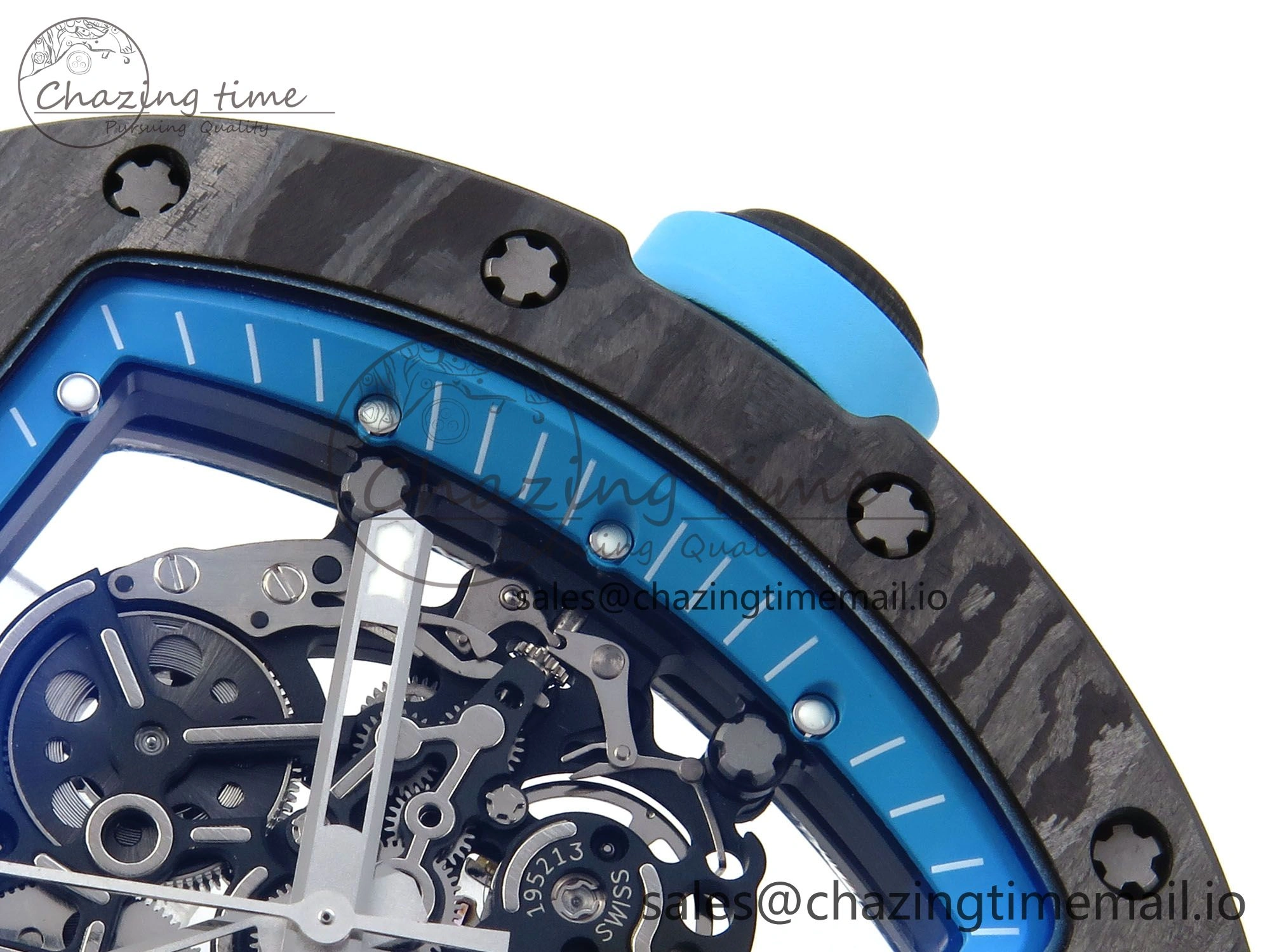 RM055 NTPT APSF 1:1 Best Edition White Bezel Blue Crown on Rubber Strap RMUL2 Super Clone
