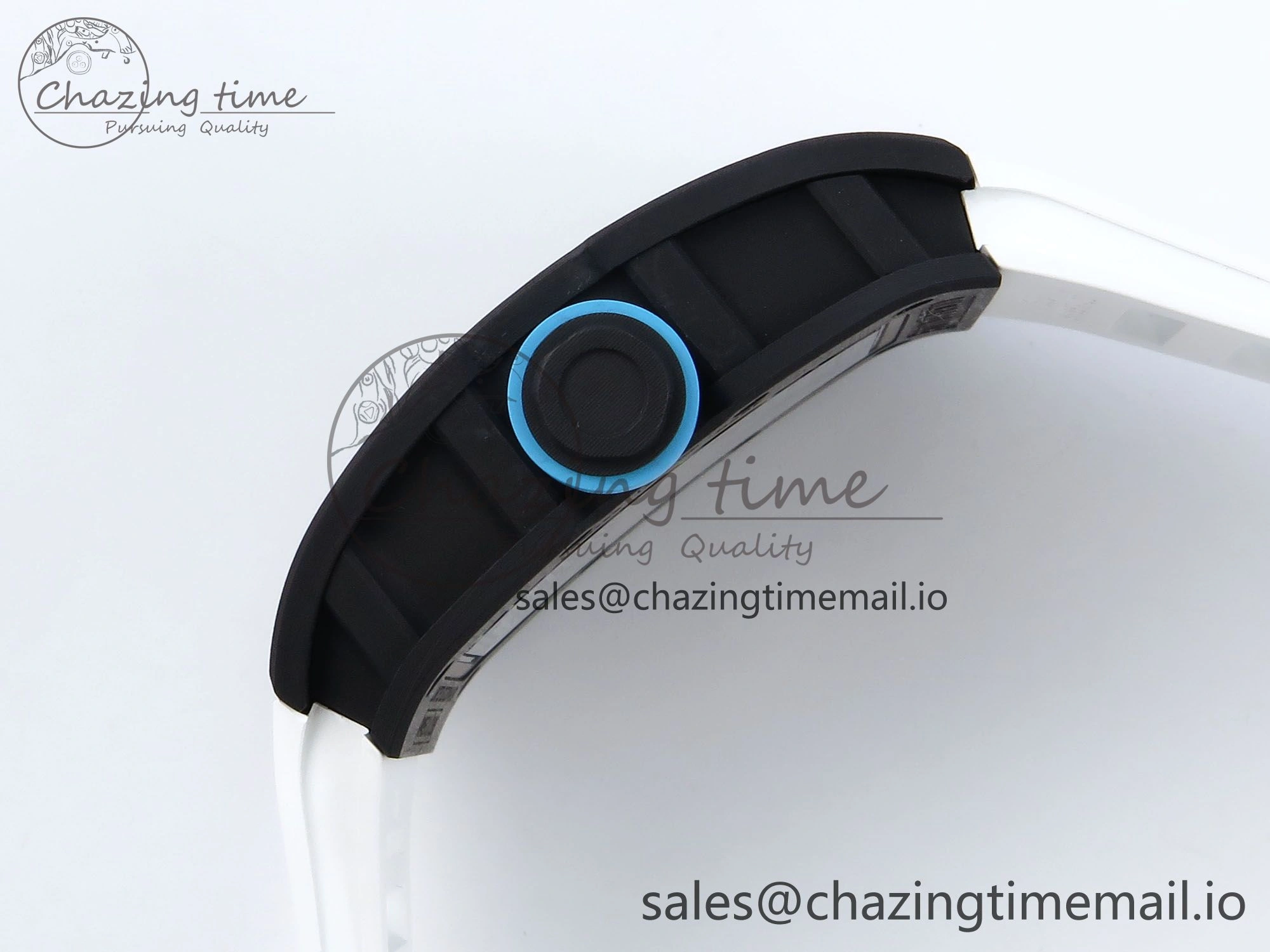 RM055 NTPT APSF 1:1 Best Edition White Bezel Blue Crown on Rubber Strap RMUL2 Super Clone