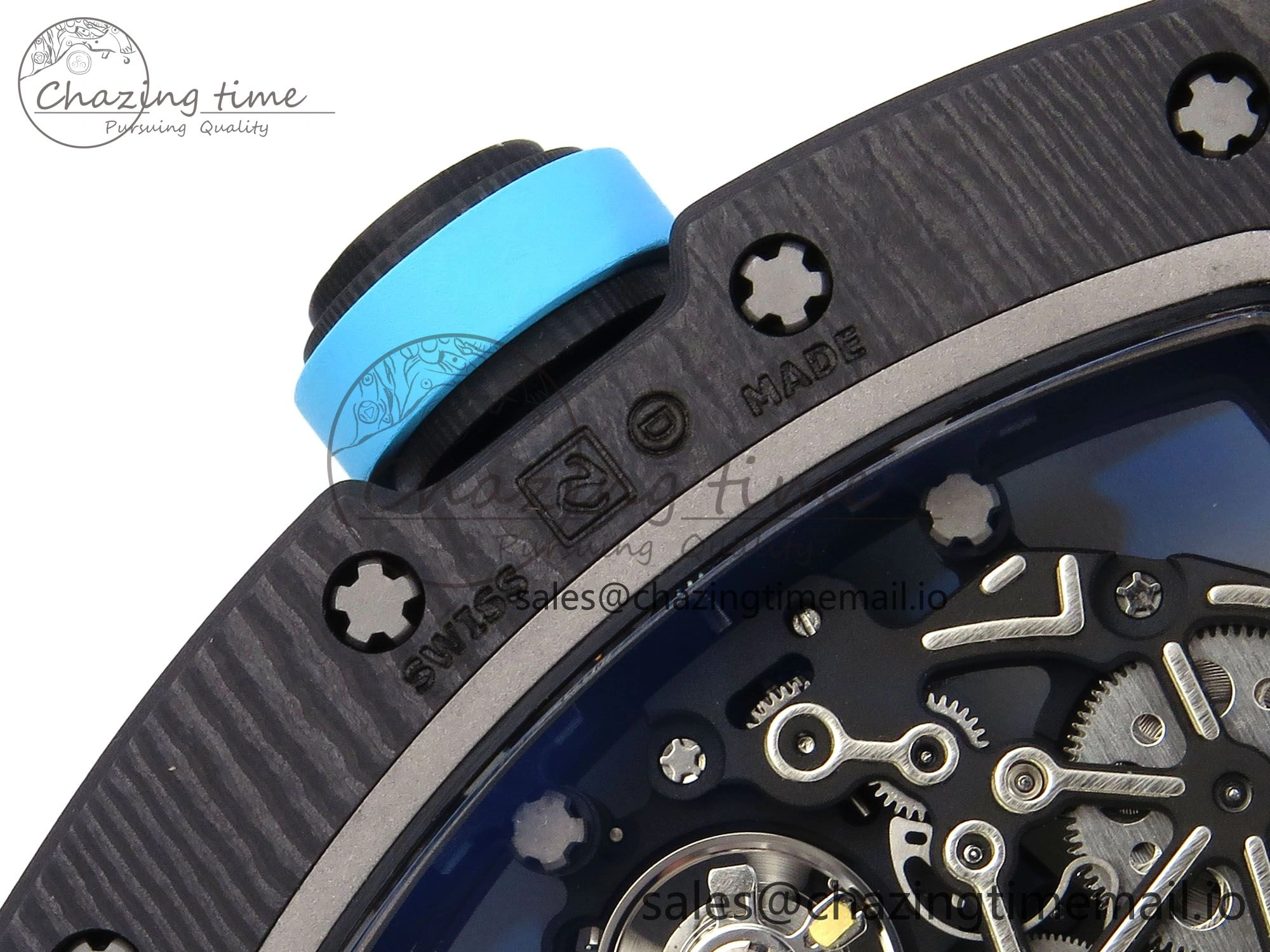RM055 NTPT APSF 1:1 Best Edition White Bezel Blue Crown on Rubber Strap RMUL2 Super Clone