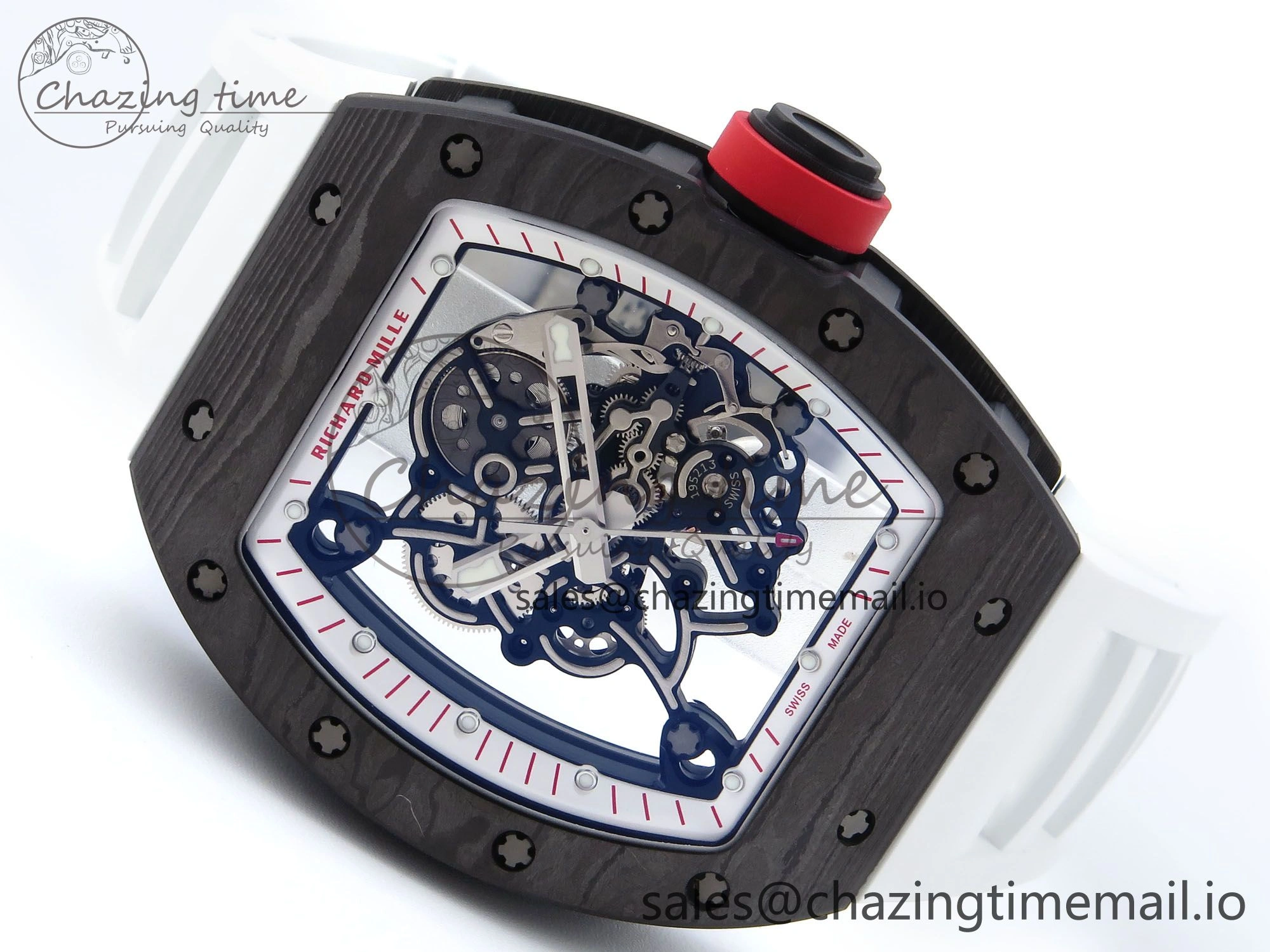 RM055 NTPT APSF 1:1 Best Edition White Bezel Red Crown on Rubber Strap RMUL2 Super Clone