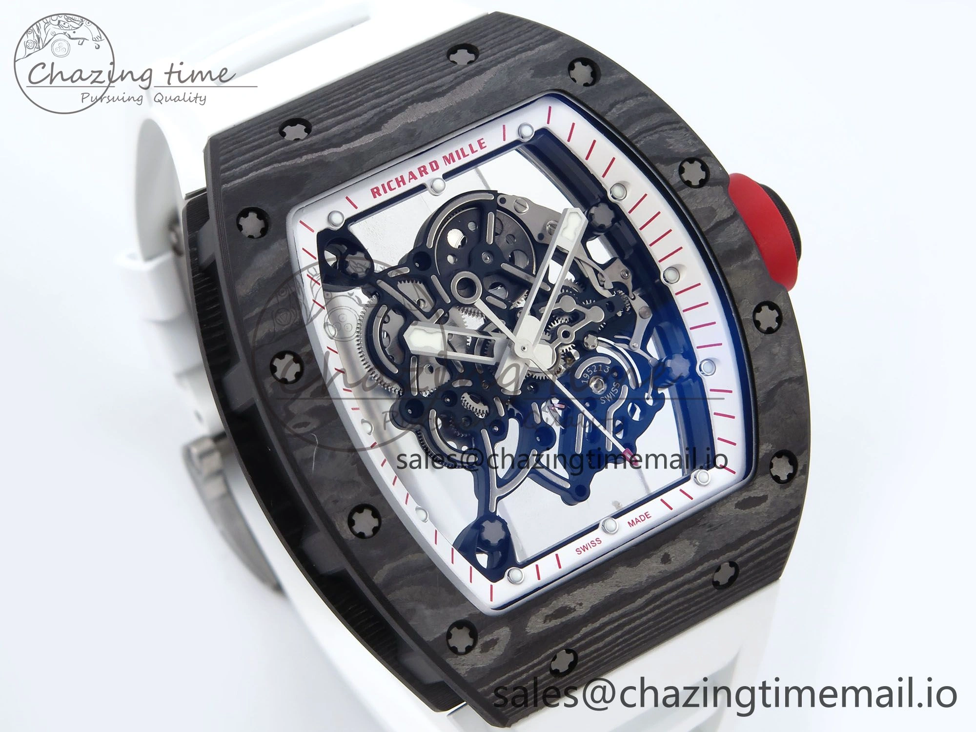 RM055 NTPT APSF 1:1 Best Edition White Bezel Red Crown on Rubber Strap RMUL2 Super Clone
