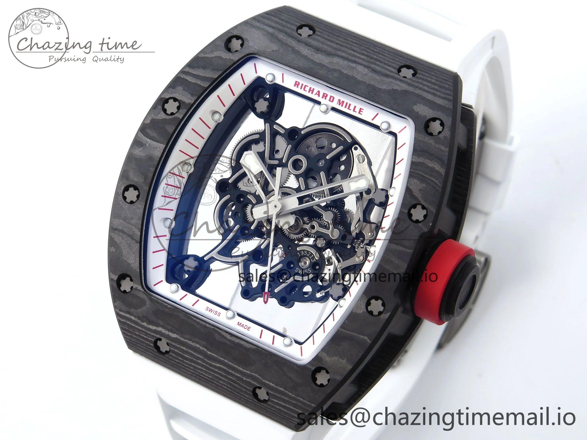 RM055 NTPT APSF 1:1 Best Edition White Bezel Red Crown on Rubber Strap RMUL2 Super Clone