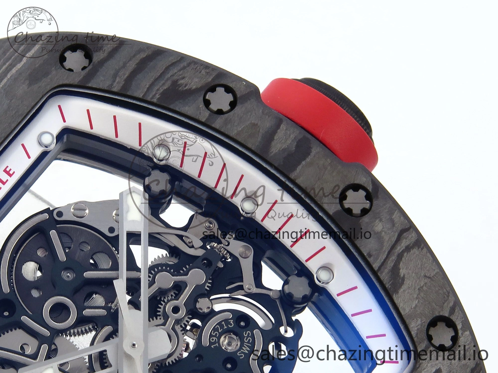 RM055 NTPT APSF 1:1 Best Edition White Bezel Red Crown on Rubber Strap RMUL2 Super Clone
