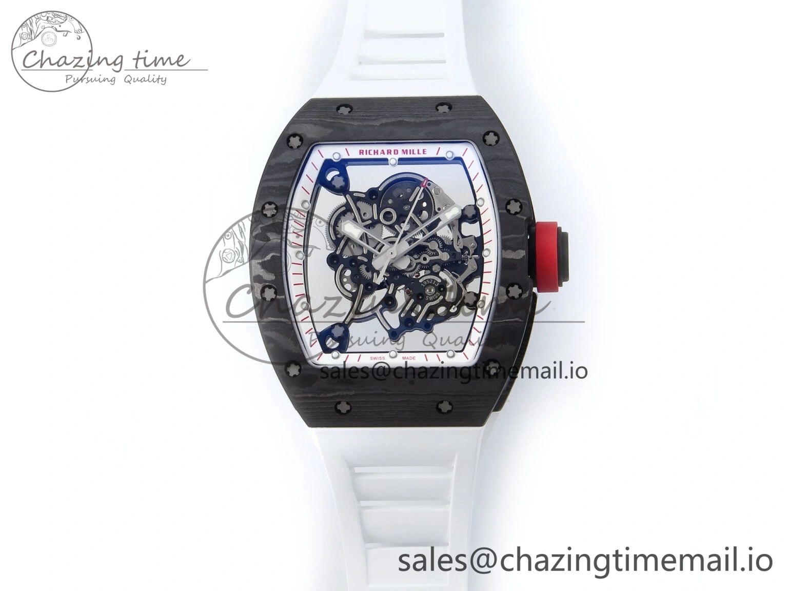RM055 NTPT APSF 1:1 Best Edition White Bezel Red Crown on Rubber Strap RMUL2 Super Clone