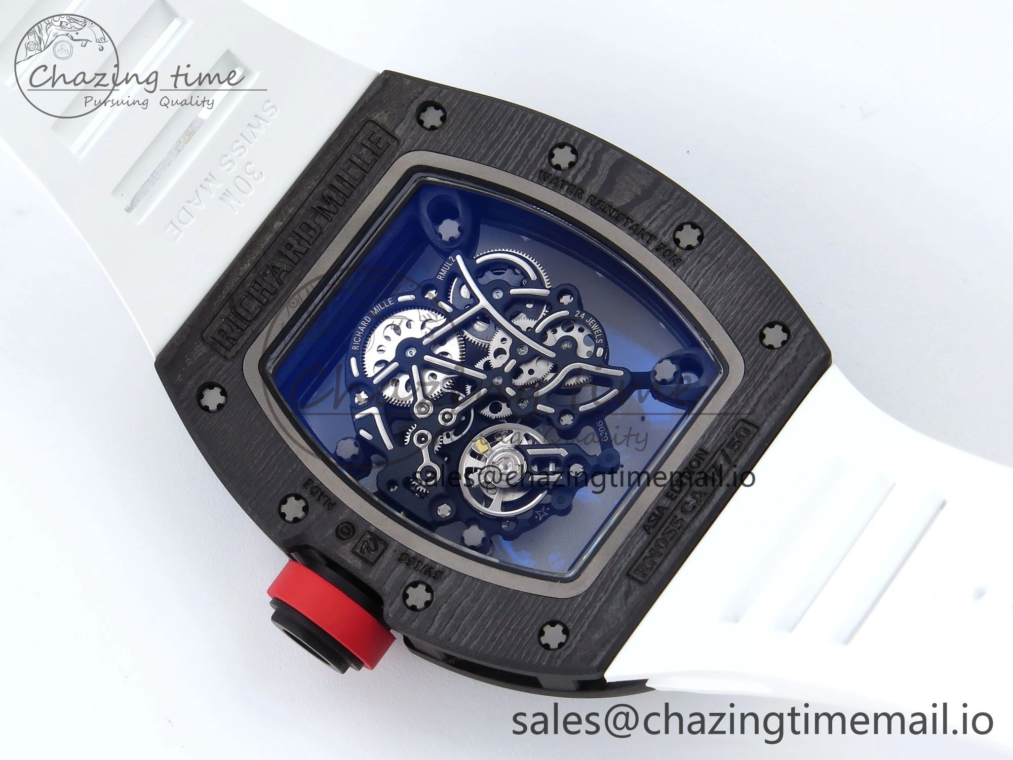 RM055 NTPT APSF 1:1 Best Edition White Bezel Red Crown on Rubber Strap RMUL2 Super Clone