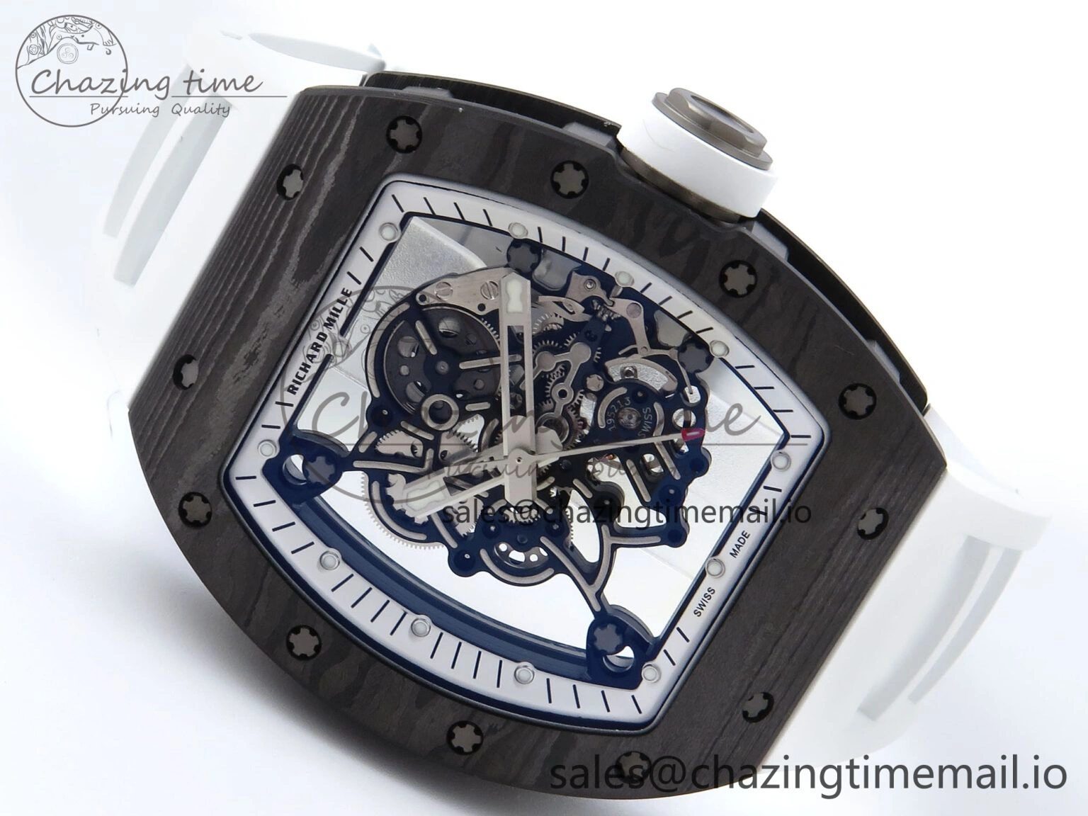 RM055 NTPT APSF 1:1 Best Edition White Bezel White Crown on Rubber Strap RMUL2 Super Clone