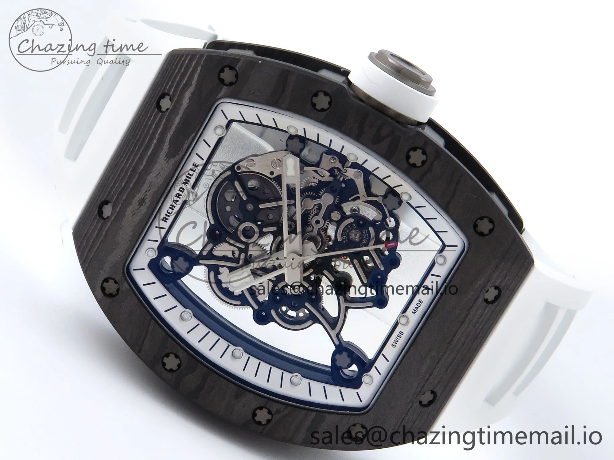 RM055 NTPT APSF 1:1 Best Edition White Bezel White Crown on Rubber Strap RMUL2 Super Clone
