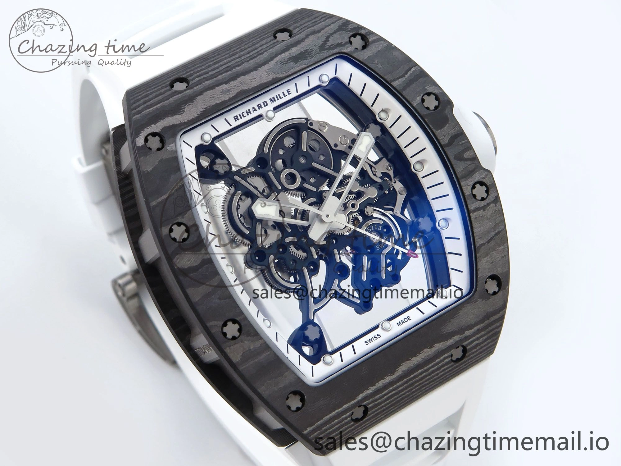 RM055 NTPT APSF 1:1 Best Edition White Bezel White Crown on Rubber Strap RMUL2 Super Clone