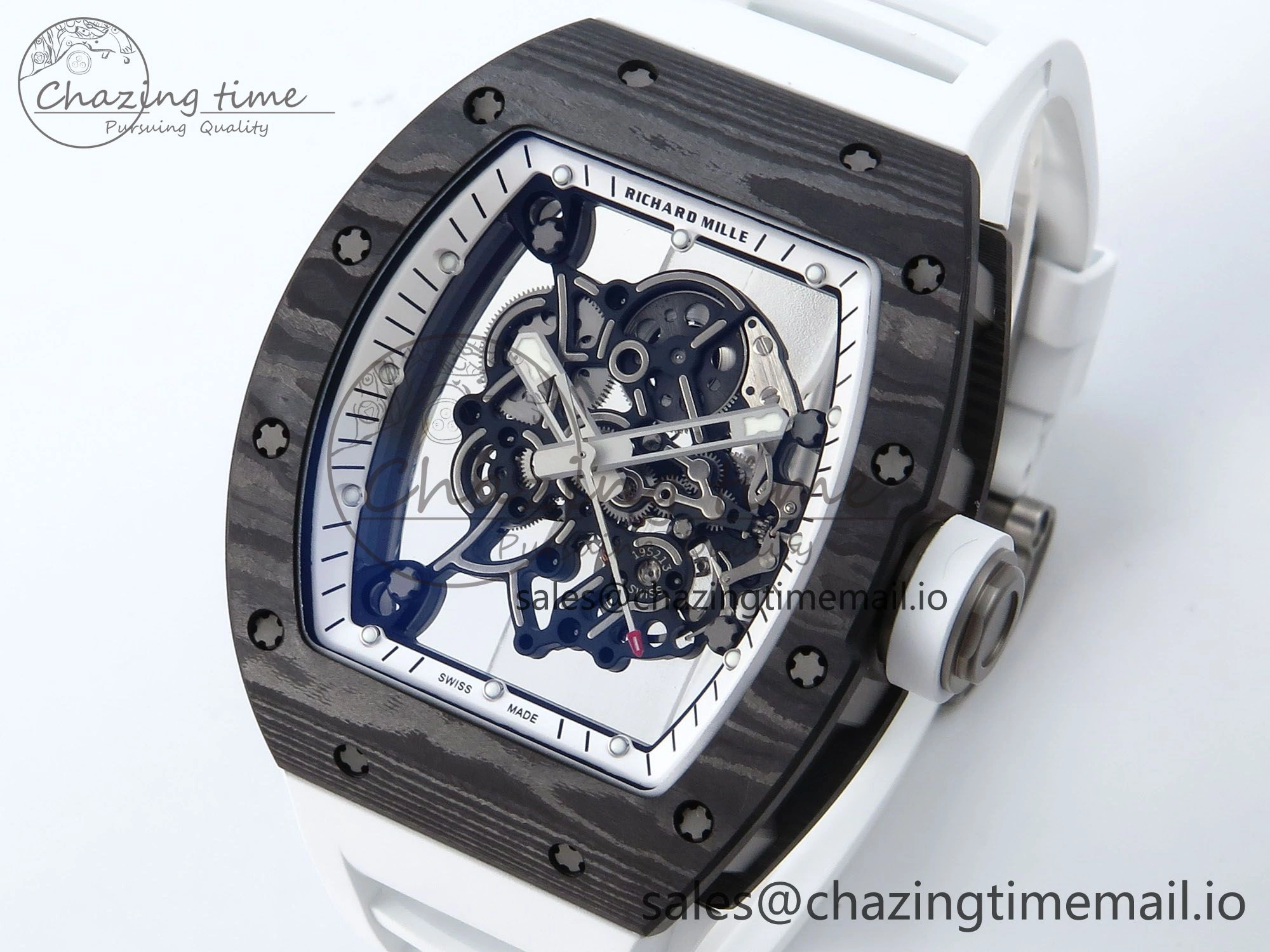 RM055 NTPT APSF 1:1 Best Edition White Bezel White Crown on Rubber Strap RMUL2 Super Clone