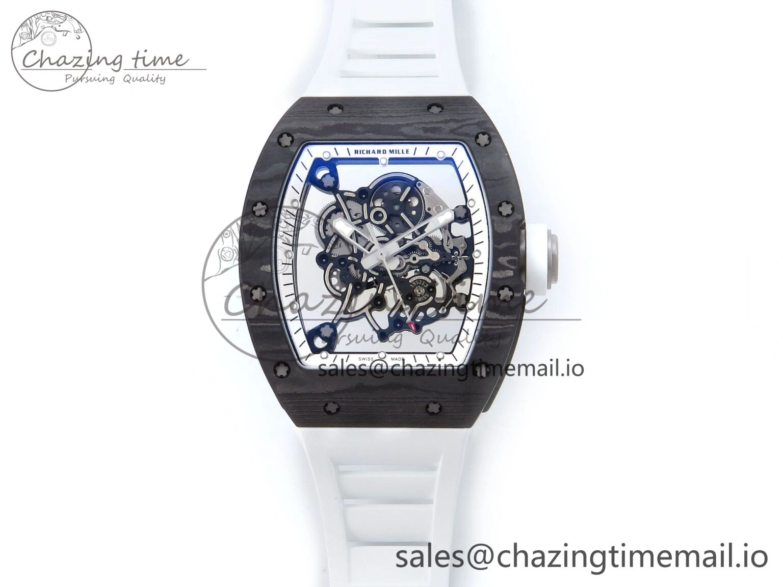 RM055 NTPT APSF 1:1 Best Edition White Bezel White Crown on Rubber Strap RMUL2 Super Clone