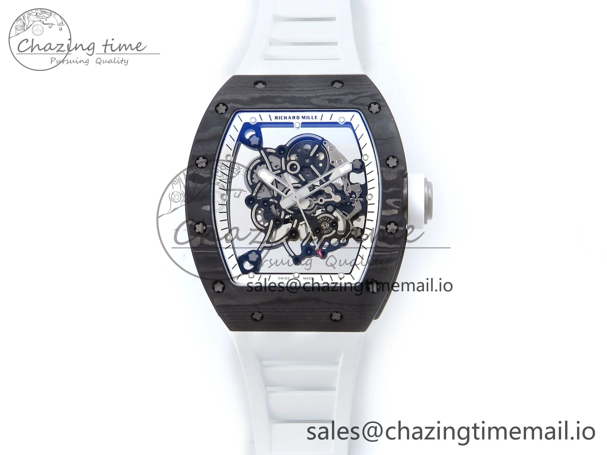 RM055 NTPT APSF 1:1 Best Edition White Bezel White Crown on Rubber Strap RMUL2 Super Clone