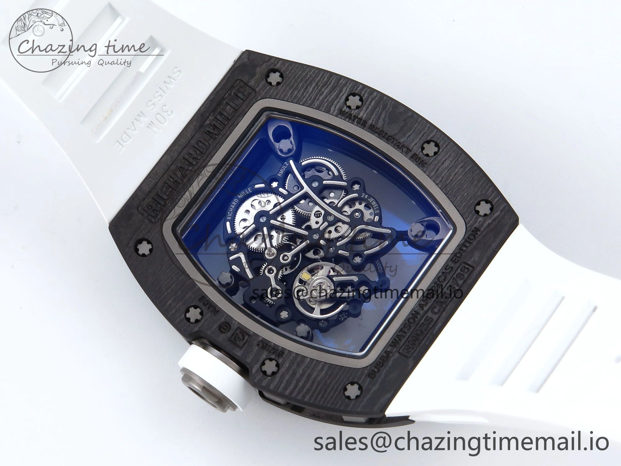RM055 NTPT APSF 1:1 Best Edition White Bezel White Crown on Rubber Strap RMUL2 Super Clone