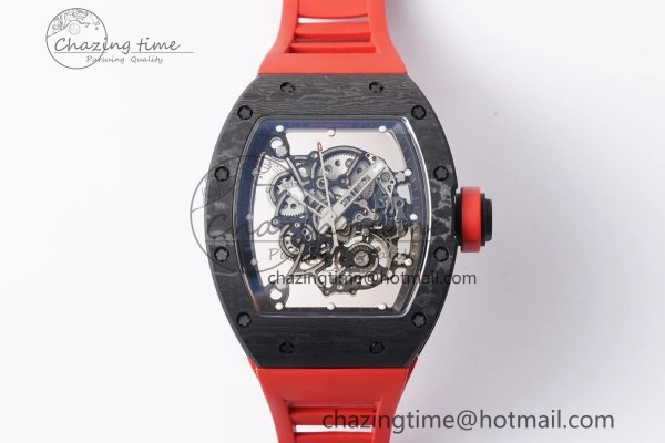 RM055 NTPT BBR Best Edition Skeleton Black Dial on Red Rubber Strap Clone RMUL2 V2