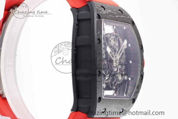 RM055 NTPT BBR Best Edition Skeleton Black Dial on Red Rubber Strap Clone RMUL2 V2