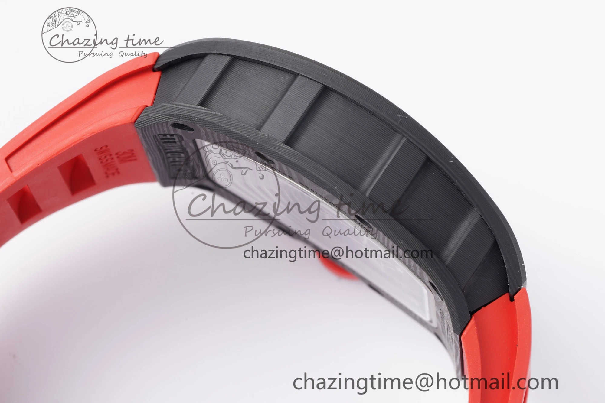 RM055 NTPT BBR Best Edition Skeleton Black Dial on Red Rubber Strap Clone RMUL2 V2