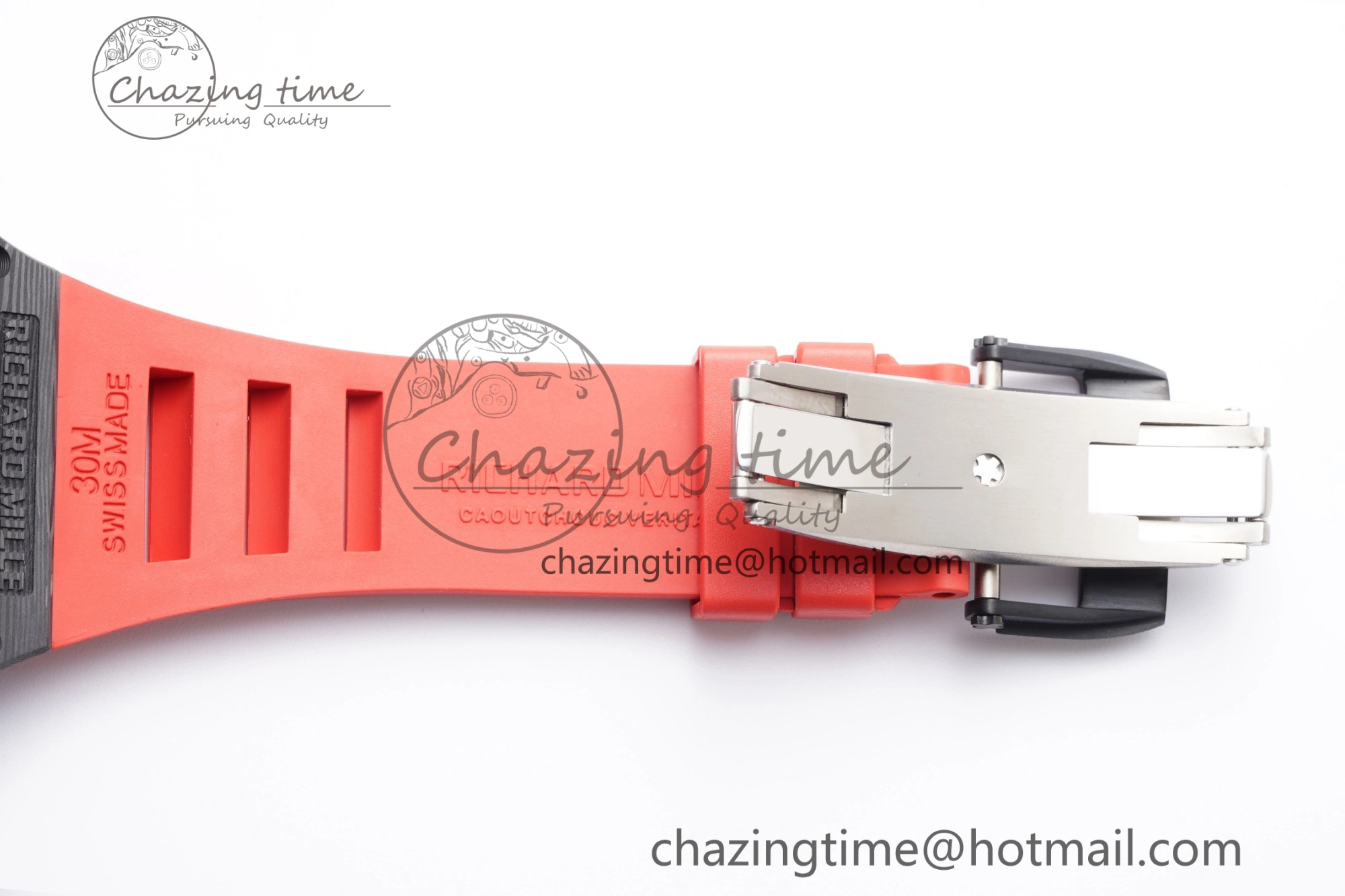 RM055 NTPT BBR Best Edition Skeleton Black Dial on Red Rubber Strap Clone RMUL2 V2