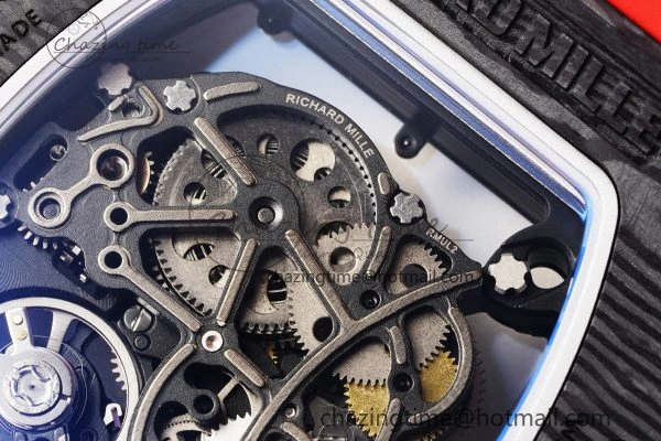 RM055 NTPT BBR Best Edition Skeleton Black Dial on Red Rubber Strap Clone RMUL2 V2
