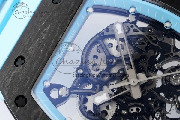 RM055 NTPT BBR Best Edition Skeleton Blue Dial on Blue Rubber Strap Clone RMUL2