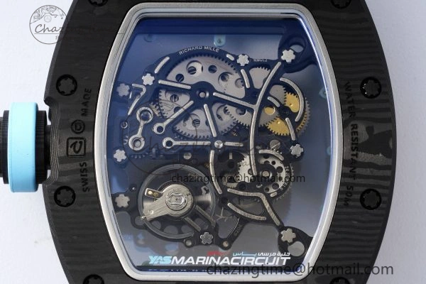 RM055 NTPT BBR Best Edition Skeleton Blue Dial on Blue Rubber Strap Clone RMUL2