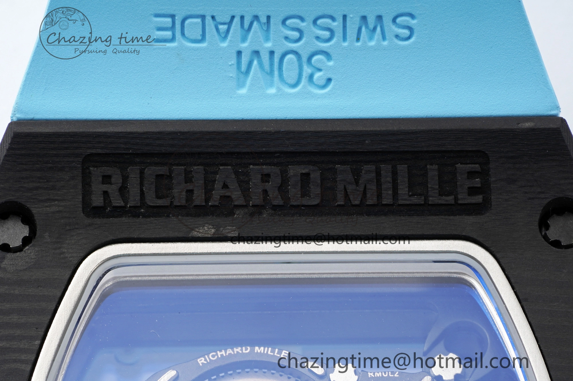 RM055 NTPT BBR Best Edition Skeleton Blue Dial on Blue Rubber Strap Clone RMUL2