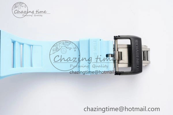 RM055 NTPT BBR Best Edition Skeleton Blue Dial on Blue Rubber Strap Clone RMUL2