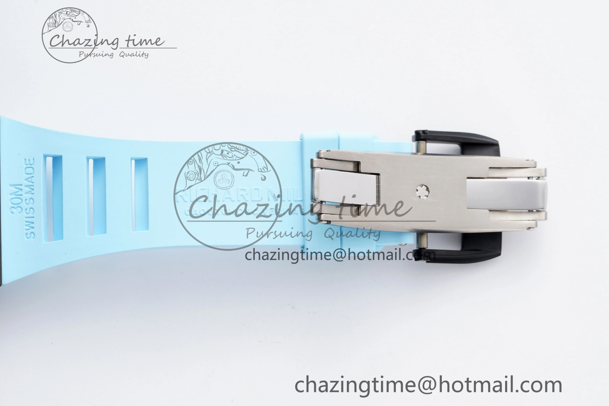 RM055 NTPT BBR Best Edition Skeleton Blue Dial on Blue Rubber Strap Clone RMUL2