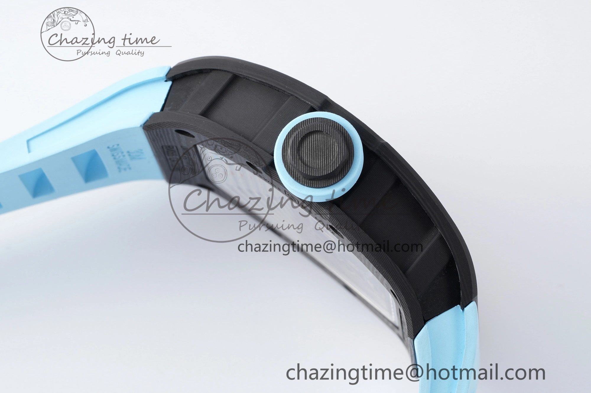 RM055 NTPT BBR Best Edition Skeleton Blue Dial on Blue Rubber Strap Clone RMUL2