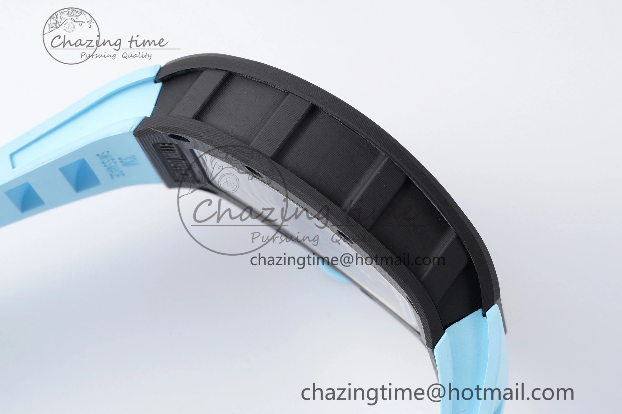 RM055 NTPT BBR Best Edition Skeleton Blue Dial on Blue Rubber Strap Clone RMUL2