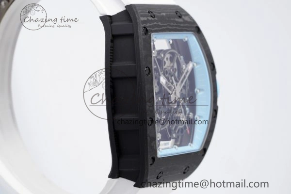 RM055 NTPT BBR Best Edition Skeleton Blue Dial on White Rubber Strap Clone RMUL2