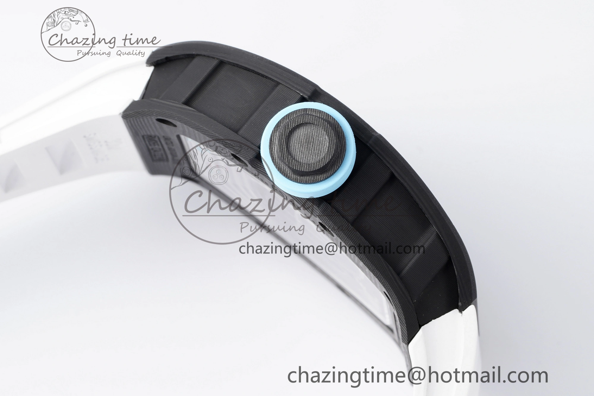 RM055 NTPT BBR Best Edition Skeleton Blue Dial on White Rubber Strap Clone RMUL2