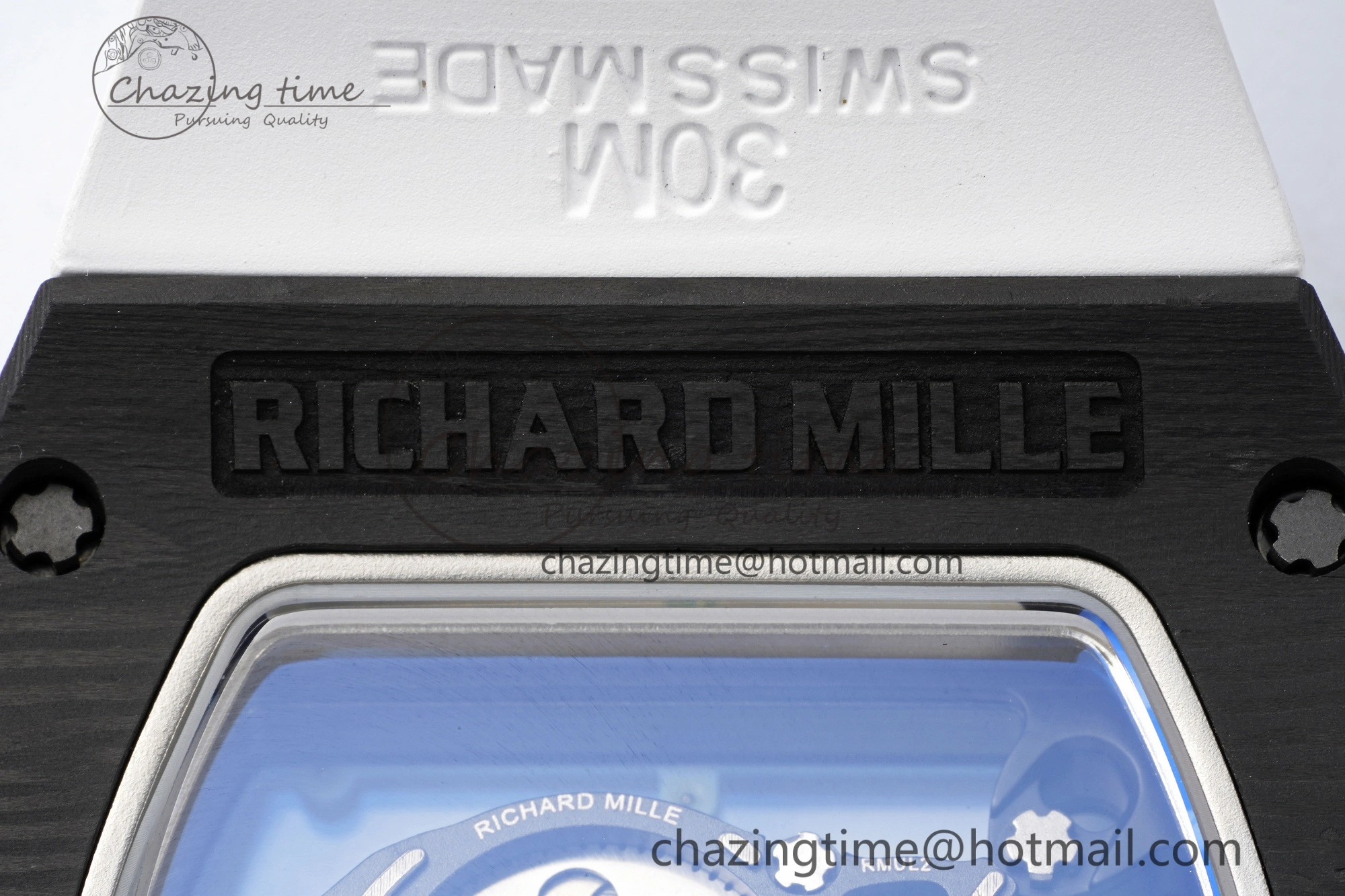 RM055 NTPT BBR Best Edition Skeleton Blue Dial on White Rubber Strap Clone RMUL2