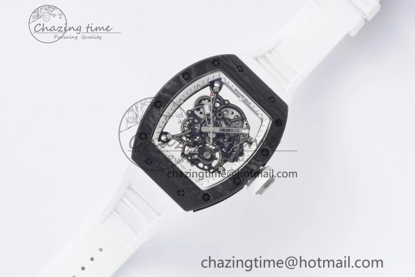 RM055 NTPT BBR Best Edition Skeleton White Dial on White Rubber Strap Clone RMUL2 V2