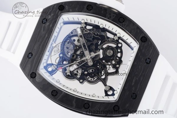 RM055 NTPT BBR Best Edition Skeleton White Dial on White Rubber Strap Clone RMUL2 V2