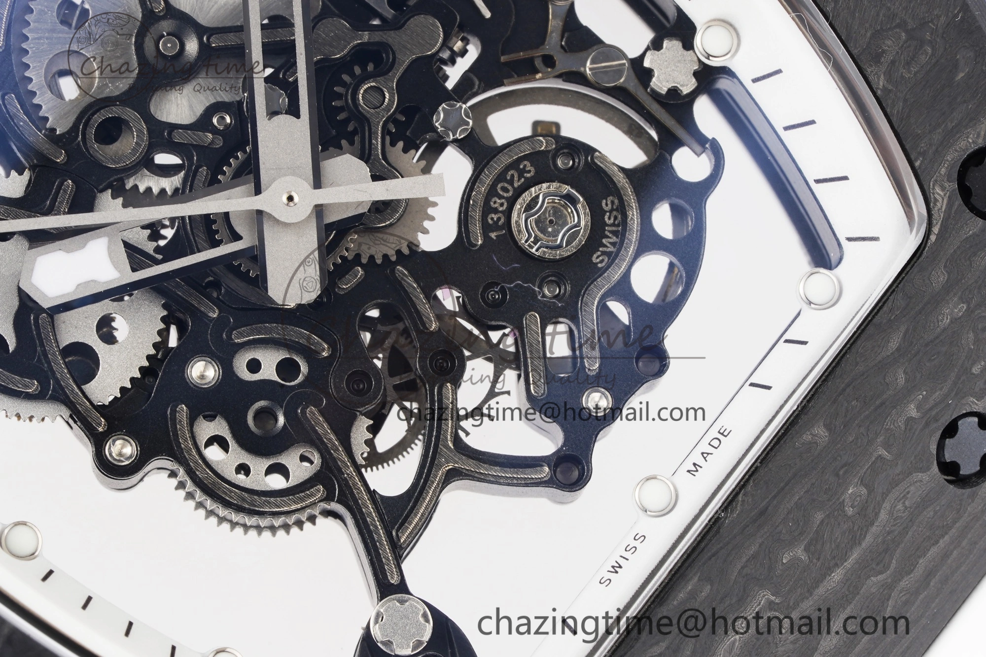 RM055 NTPT BBR Best Edition Skeleton White Dial on White Rubber Strap Clone RMUL2 V2